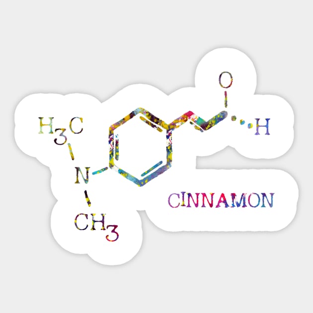 Cinnamon molecule Sticker by erzebeth